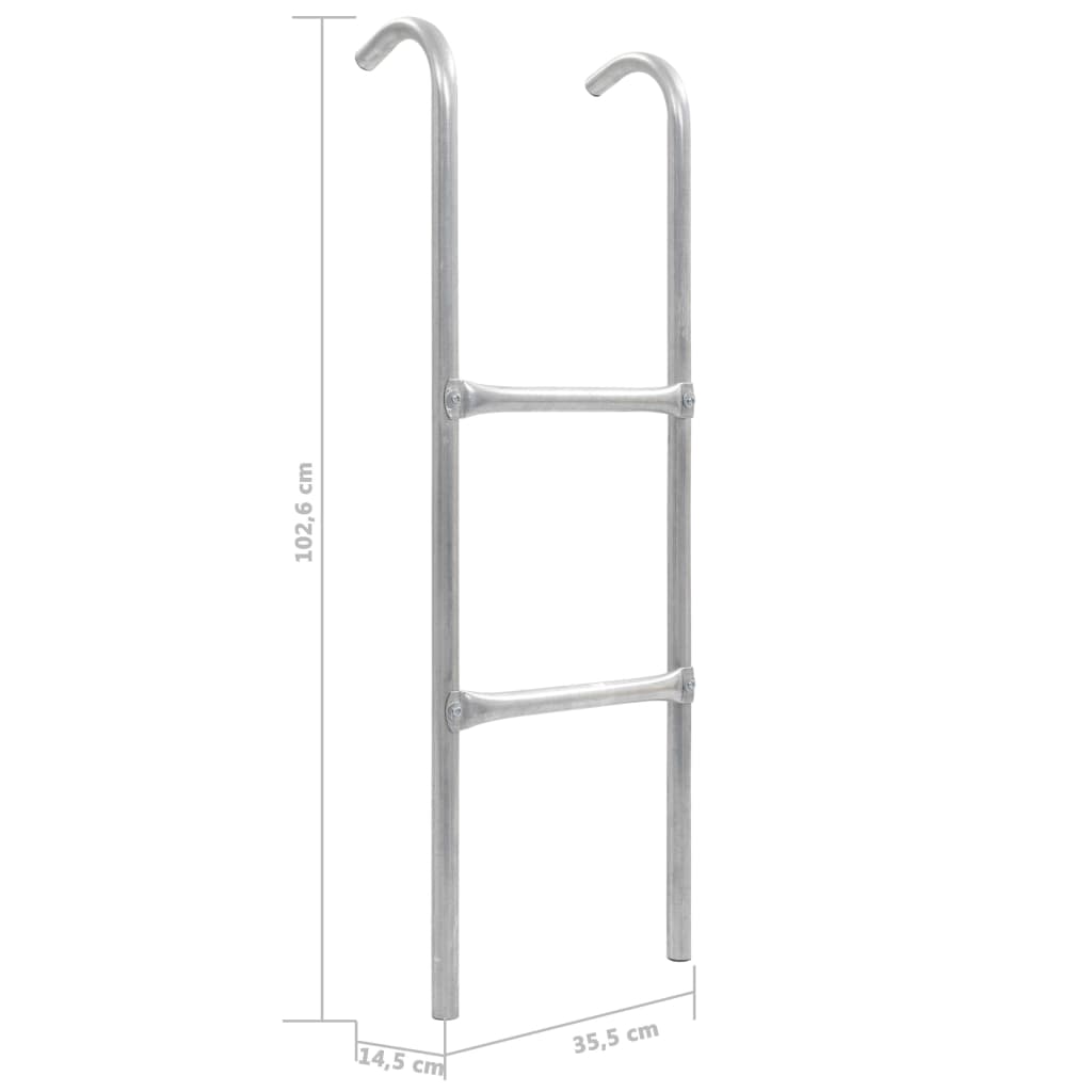 2-step trampoline ladder, steel, silver 102.6 cm