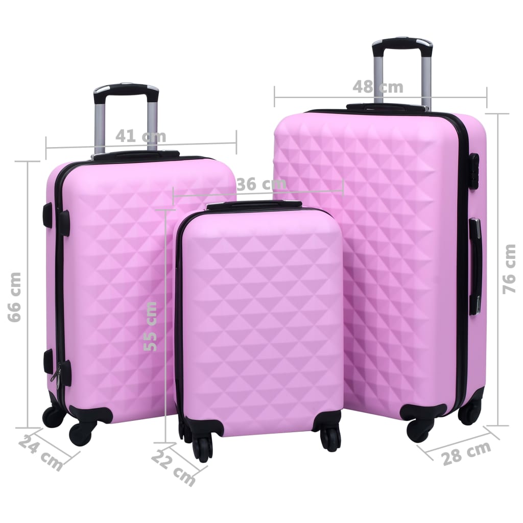 hard case 3 pcs pink ABS