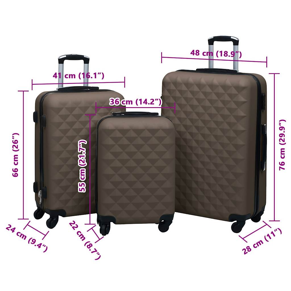 Hard case 3 pcs brown ABS