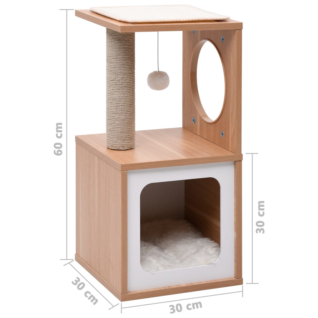 Cat house with sisal rope scratching mat 60 cm