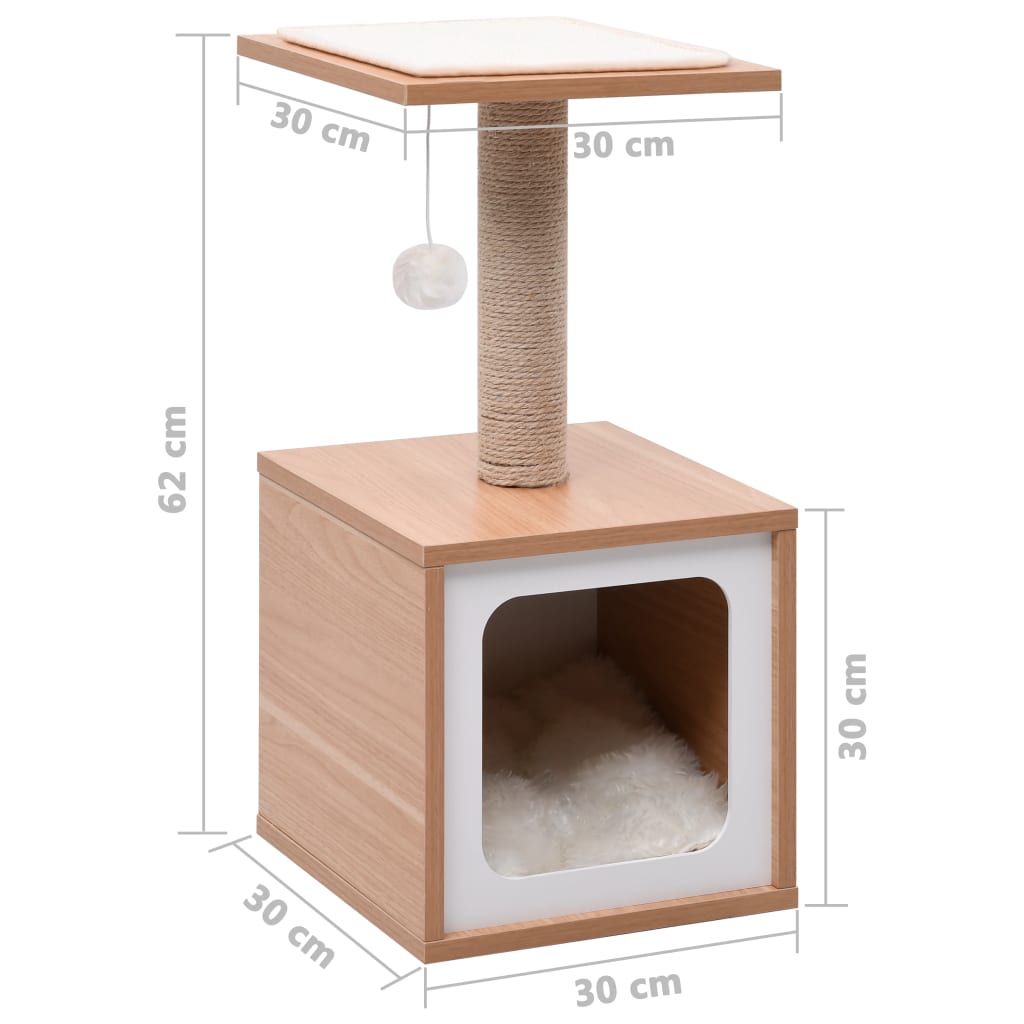 Cat house with sisal rope scratching mat 62 cm