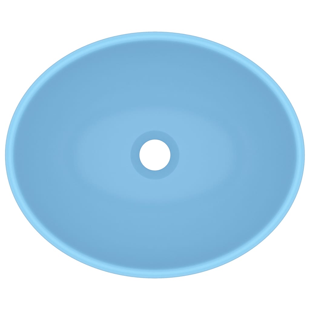 luxury oval sink, matte light blue, 40x33 cm ceramic