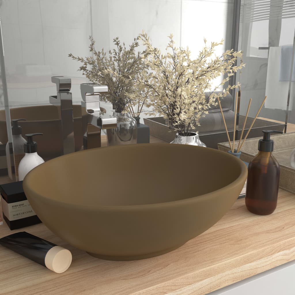 luxury sink, oval, matte cream, 40x33 cm, ceramic