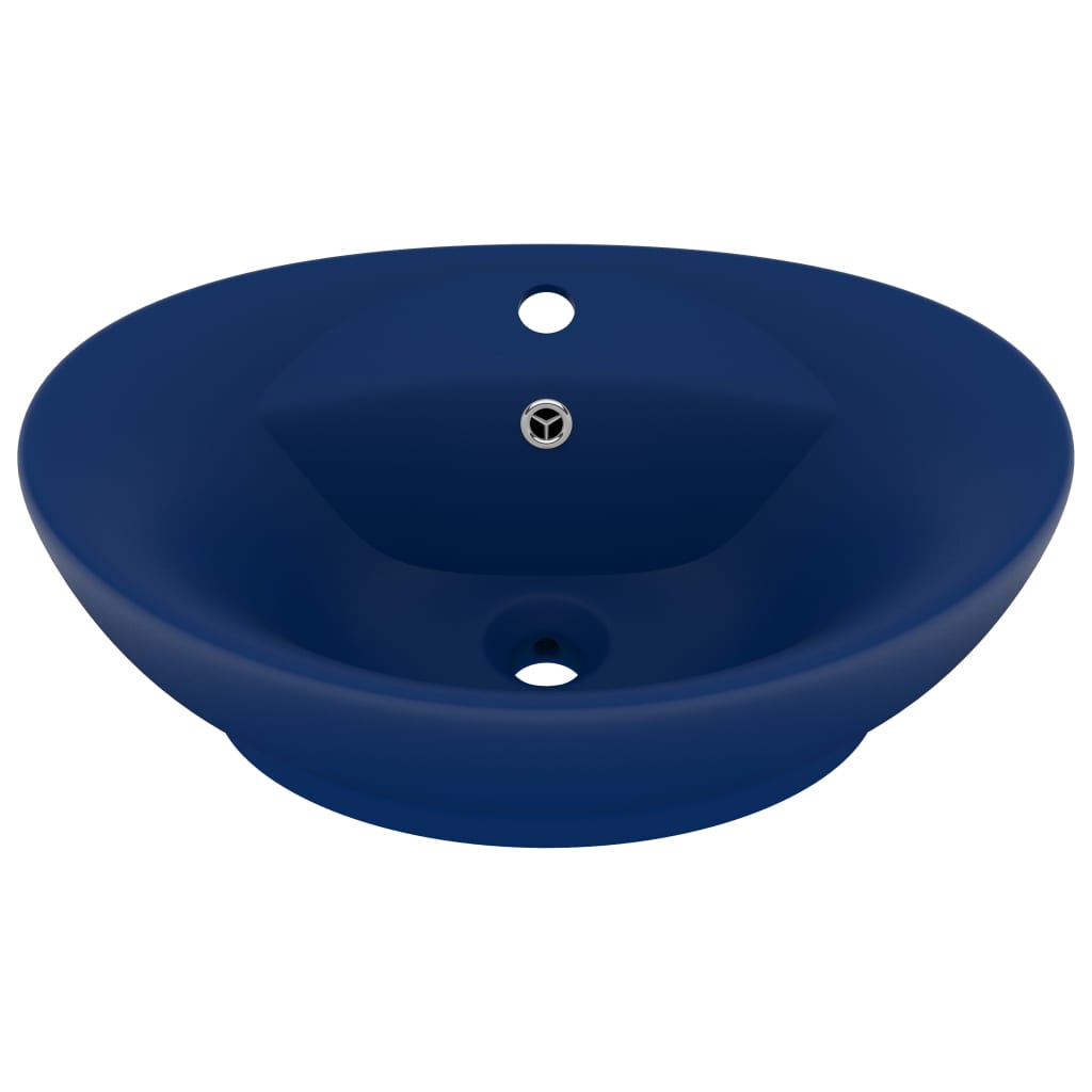 sink with overflow oval matte dark blue 58.5x39cm ceramic