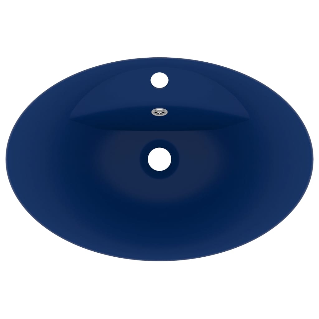 sink with overflow oval matte dark blue 58.5x39cm ceramic