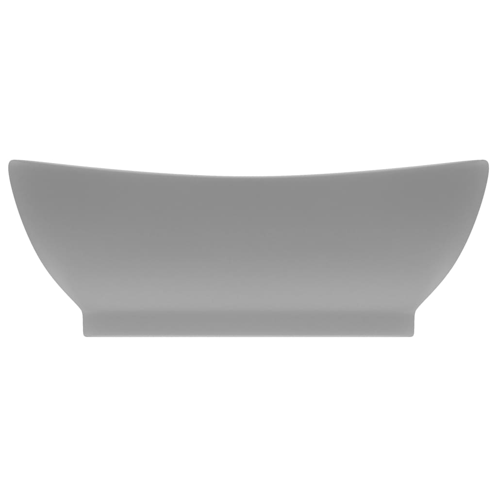 sink with overflow, oval matte light gray 58.5x39 cm ceramic