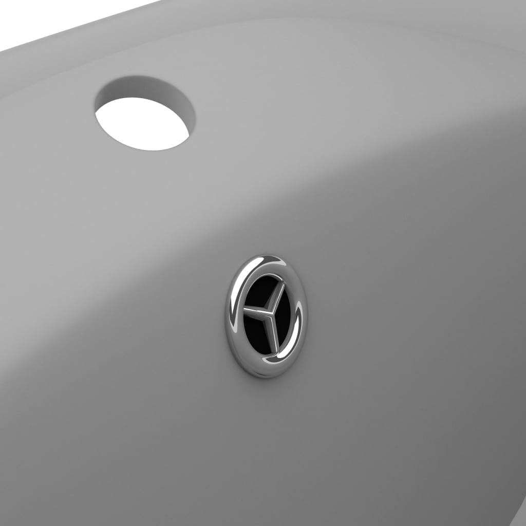 sink with overflow, oval matte light gray 58.5x39 cm ceramic