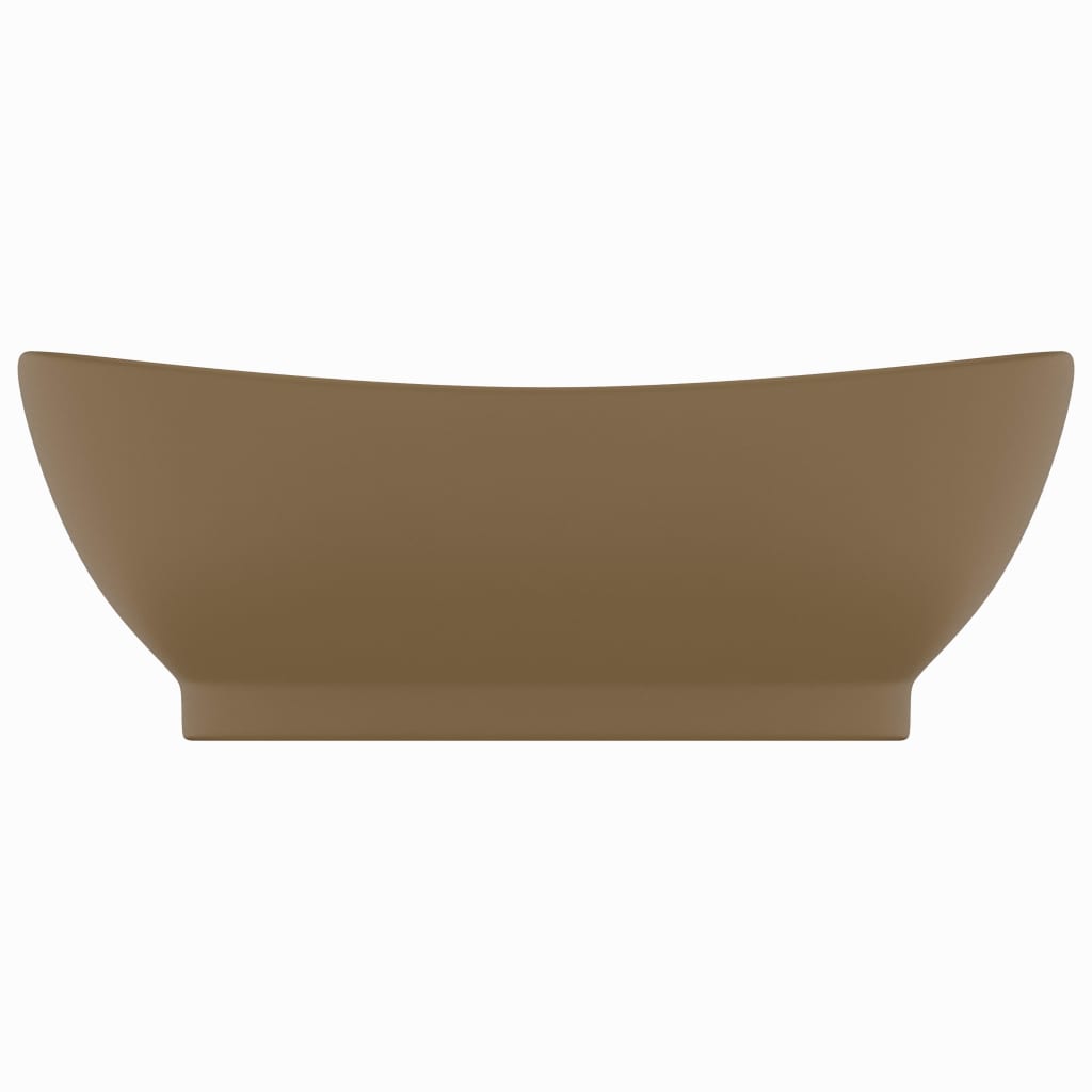 sink with overflow, oval matte cream 58.5 x 39 cm ceramic