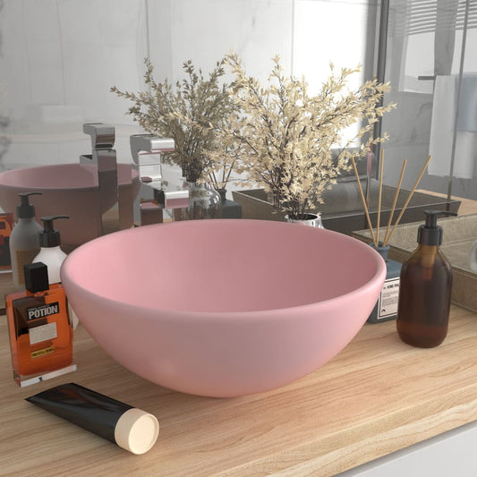 luxury sink round, matte pink, 32.5 x 14 cm, ceramic