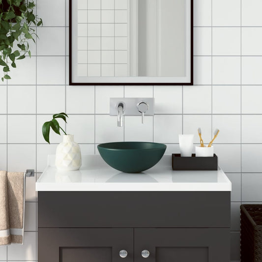 bathroom sink ceramic, dark green, round