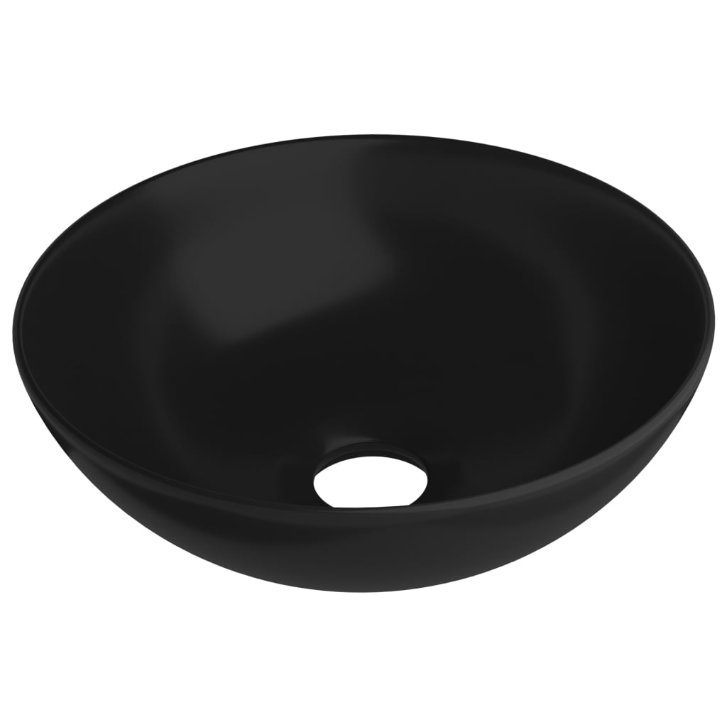 bathroom sink ceramic, matte black, round