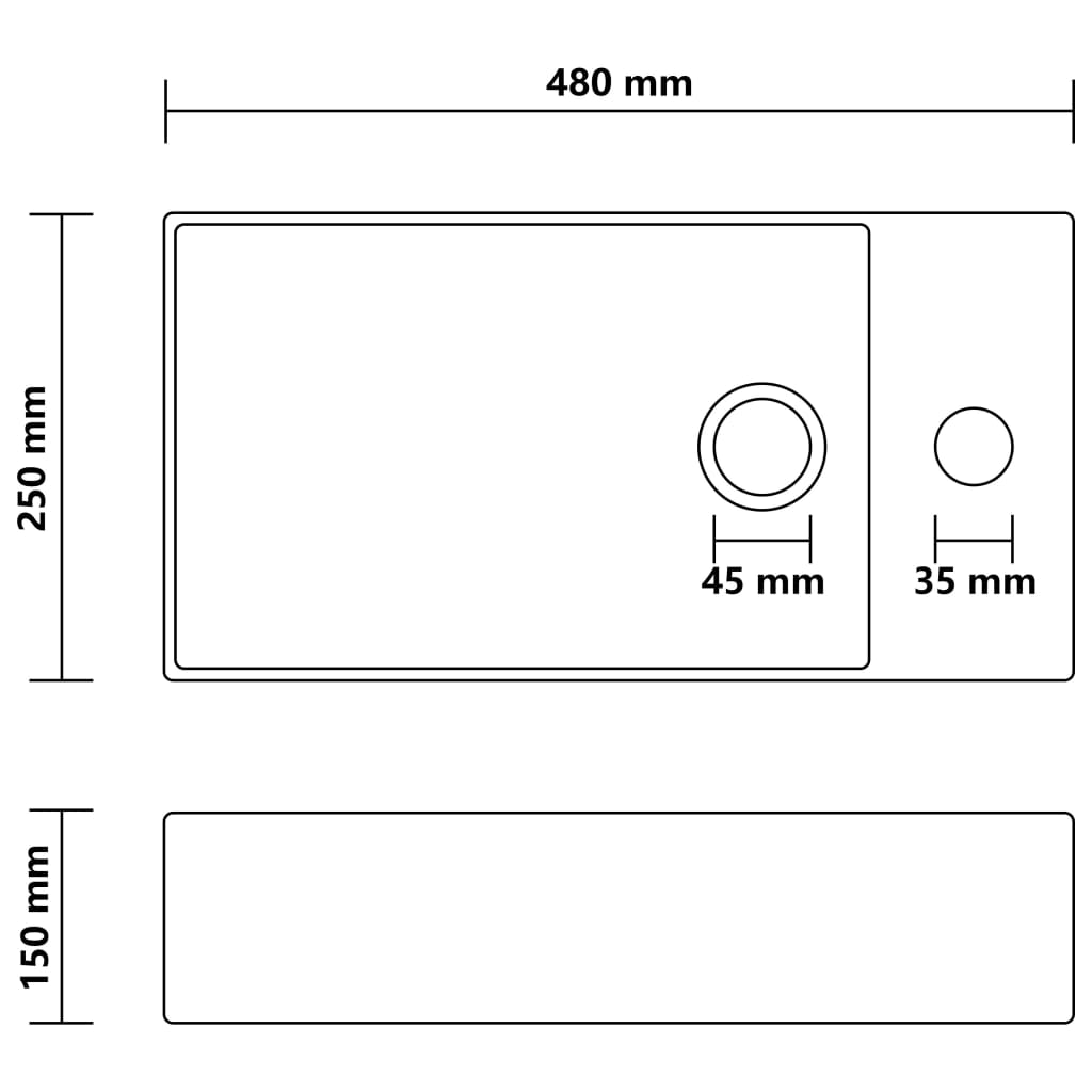 bathroom sink with overflow, ceramic, dark brown