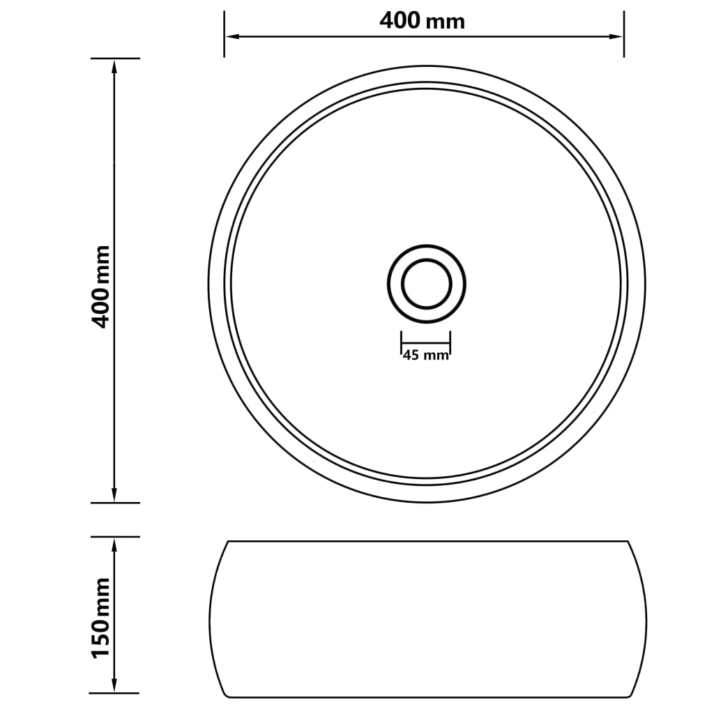 luxury sink round, matte dark blue, 40 x 15 cm, ceramic