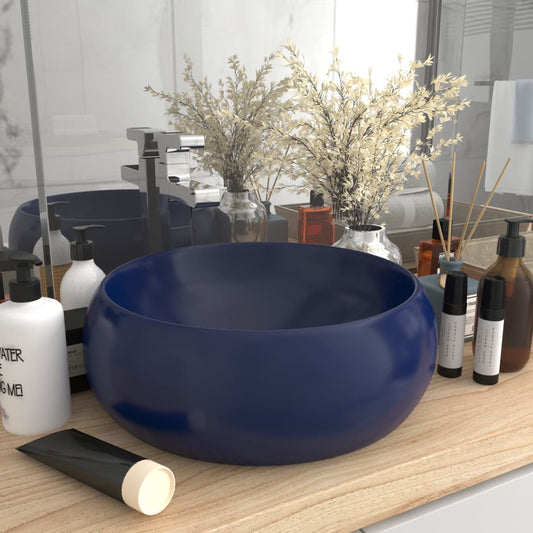 luxury sink round, matte dark blue, 40 x 15 cm, ceramic