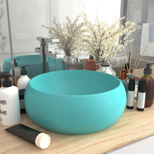 luxury sink round, matte light green, 40x15 cm, ceramic