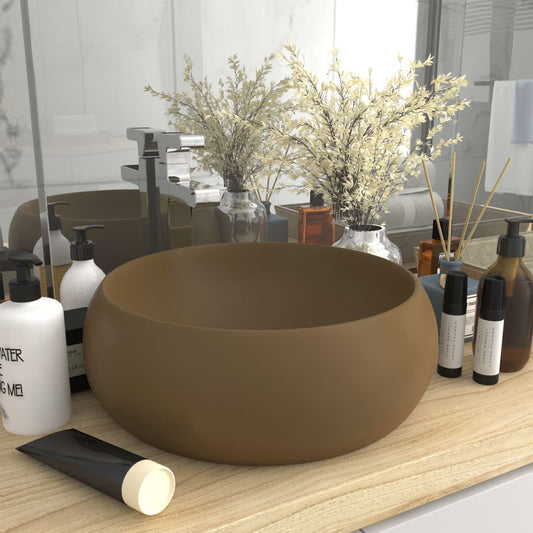 luxury sink round, matte cream, 40 x 15 cm, ceramic