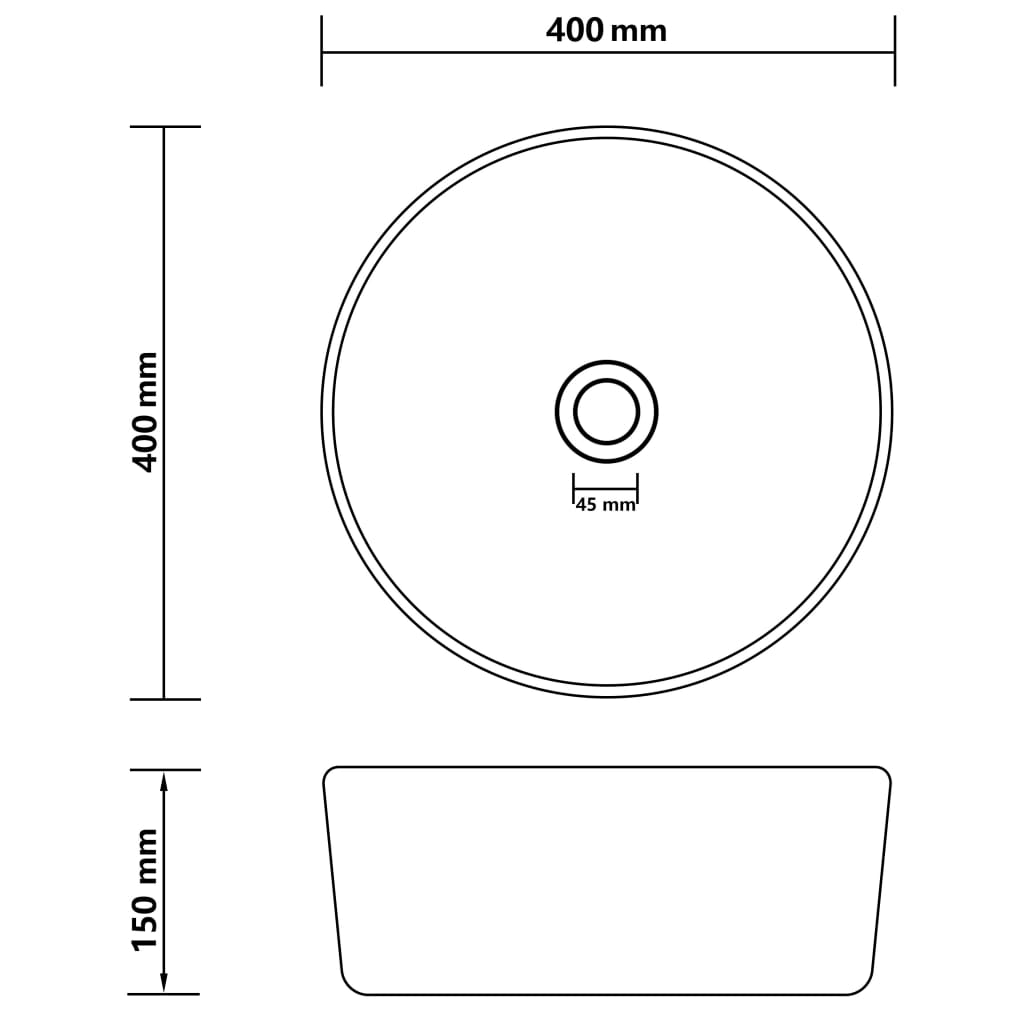 luxury sink round, matte light blue, 40 x 15 cm, ceramic