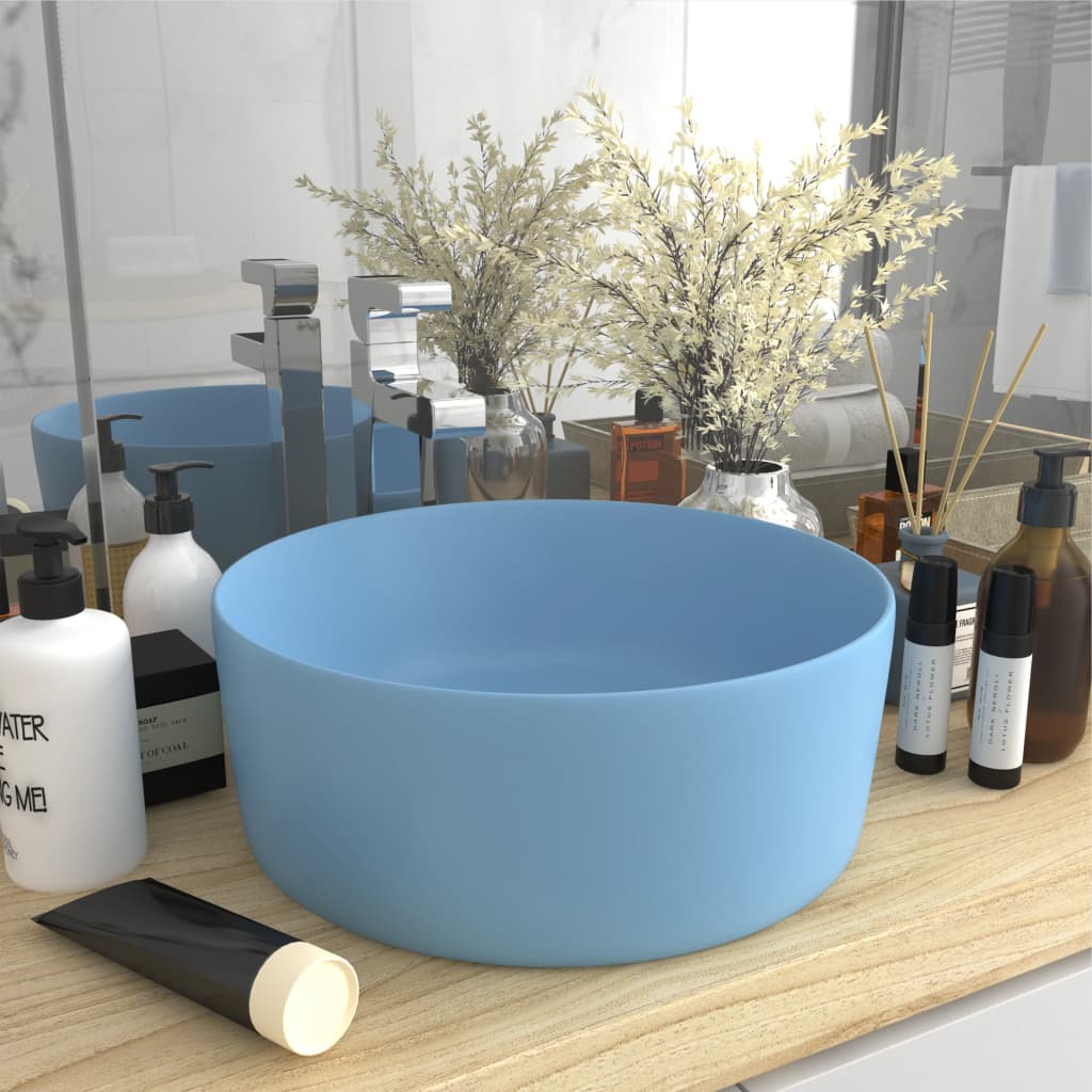 luxury sink round, matte light blue, 40 x 15 cm, ceramic