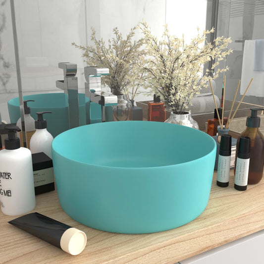 luxury sink round, matte light green, 40 x 15 cm, ceramic