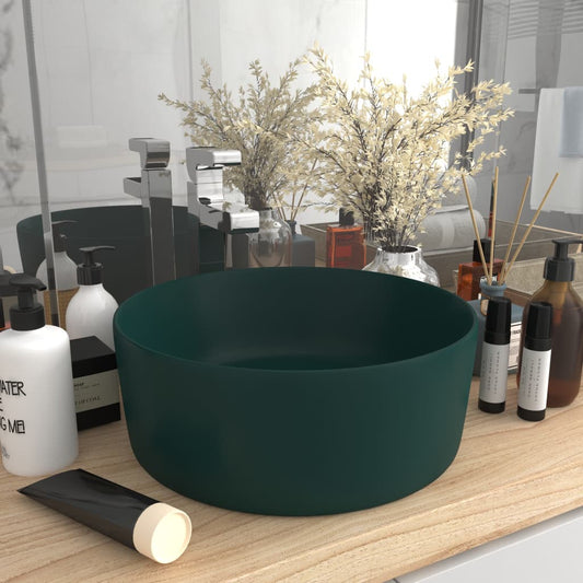 round sink, matte dark green, 40 x 15 cm, ceramic