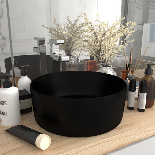 luxury sink round, matte black, 40 x 15 cm, ceramic