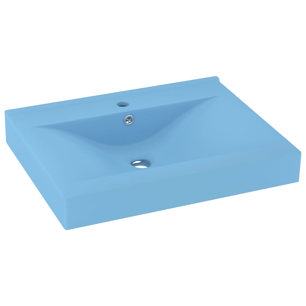 sink with tap hole matte light blue 60 x 46 cm ceramic