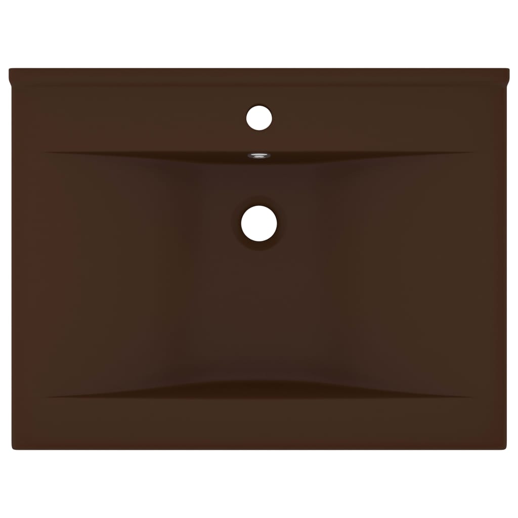 sink with tap hole matt dark brown 60 x 46 cm ceramic