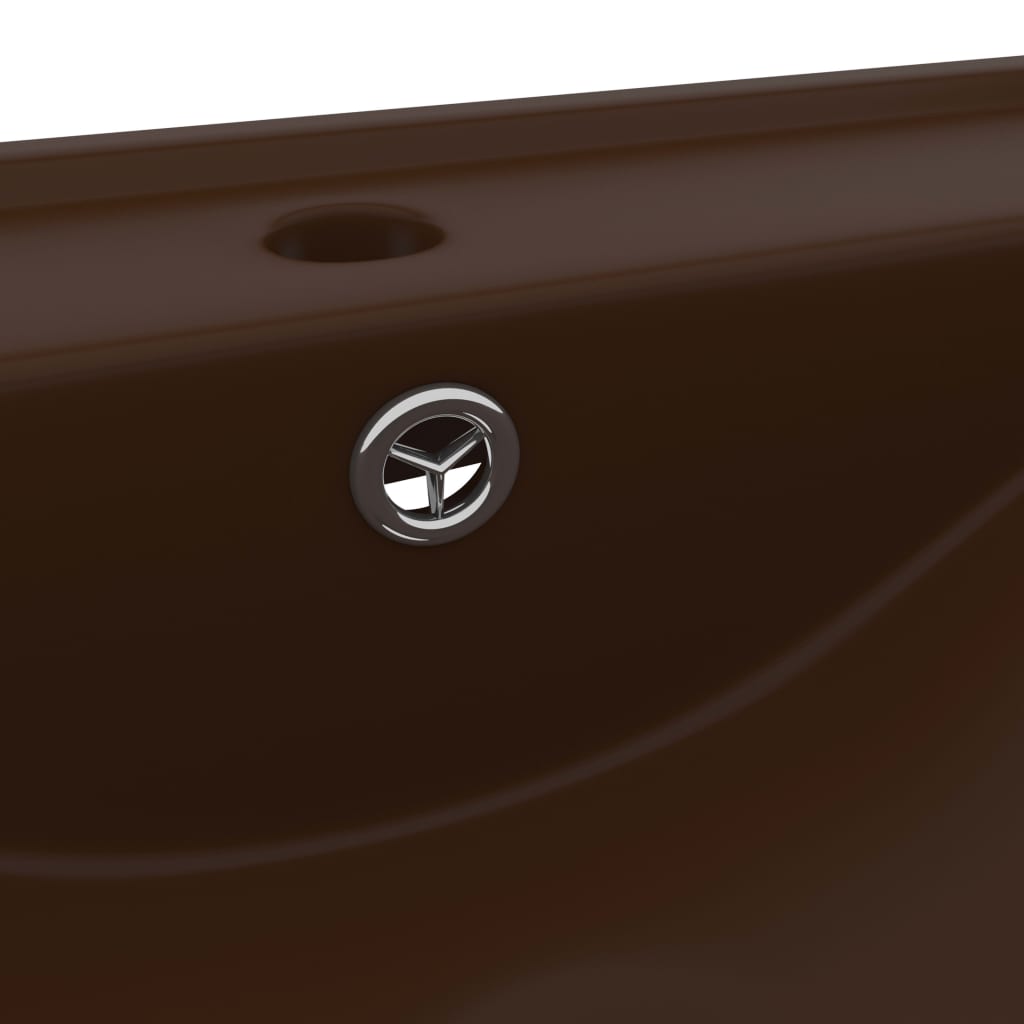 sink with tap hole matt dark brown 60 x 46 cm ceramic