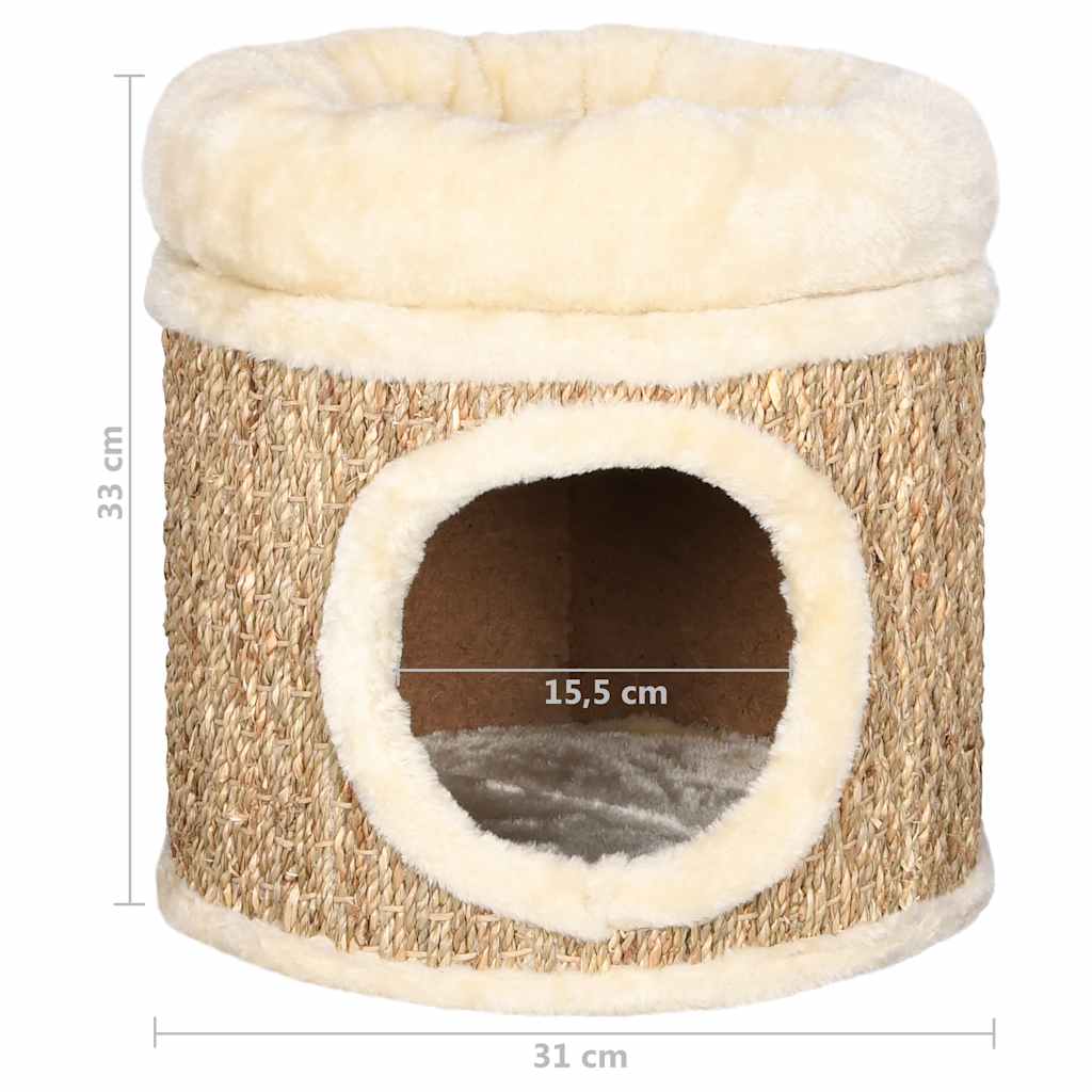 cat house with luxurious cushion, 33 cm seagrass