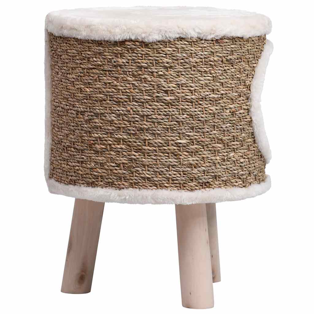 cat house with wooden legs, 41 cm seagrass