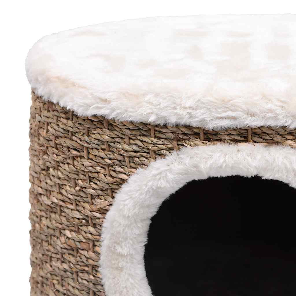 cat house with wooden legs, 41 cm seagrass