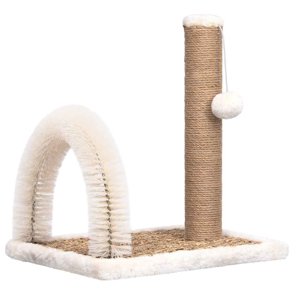 cat scratching post with brush and scratching post