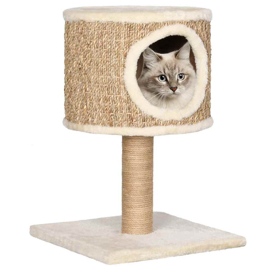 Cat house with scratching post, 52 cm, seagrass