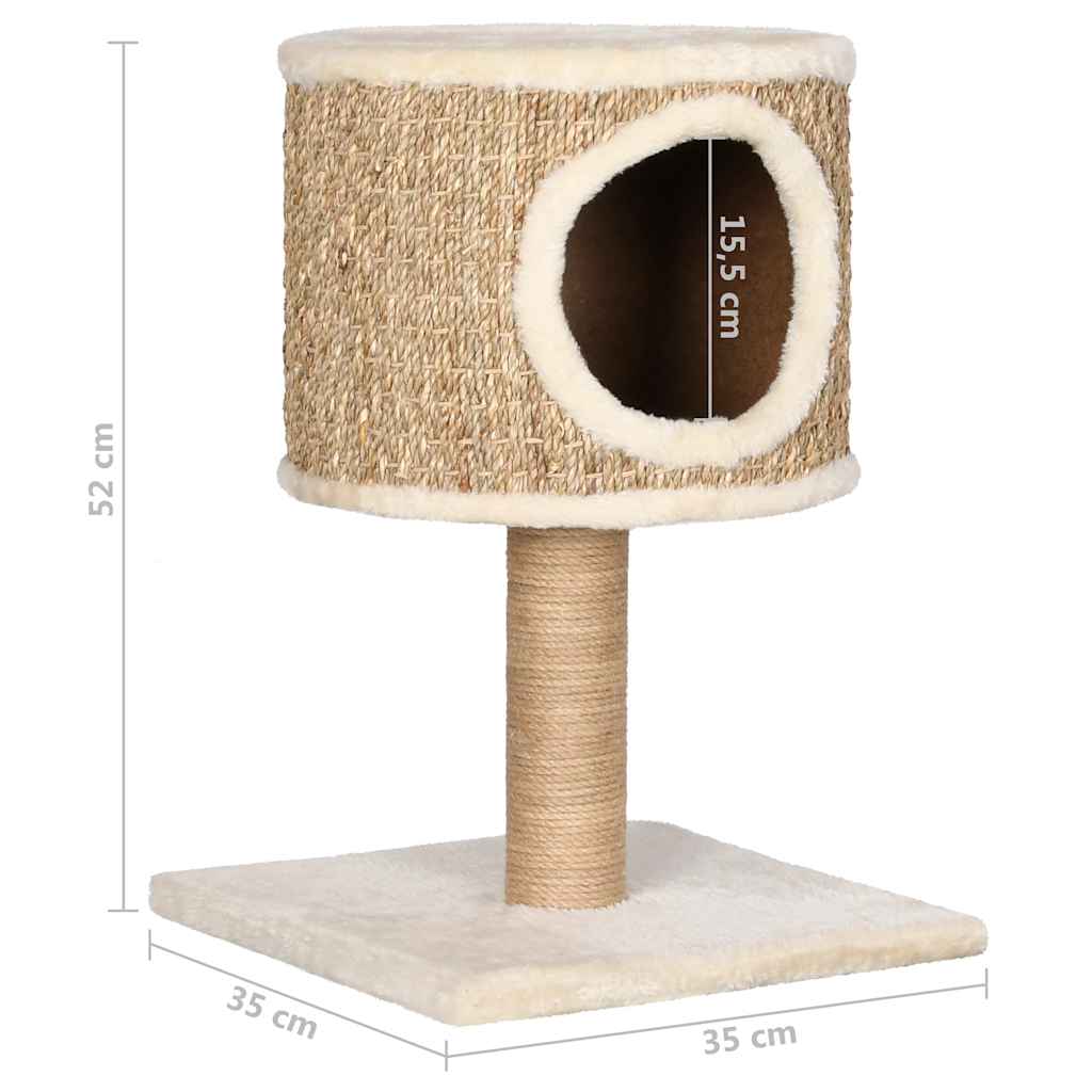 Cat house with scratching post, 52 cm, seagrass