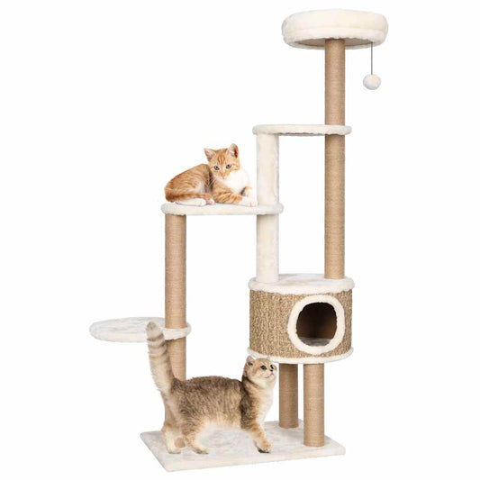 Cat house with luxurious cushion and scratching post, 148 cm seagrass