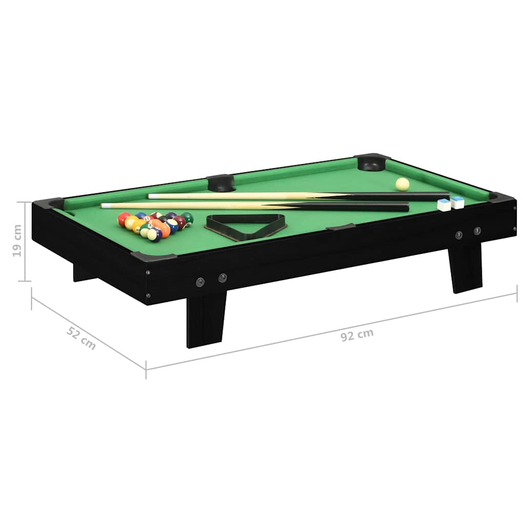 mini pool table 92 x 52 x 19 cm, black and green