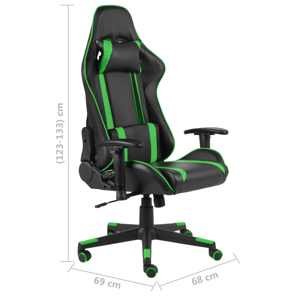 swivel gaming chair green PVC