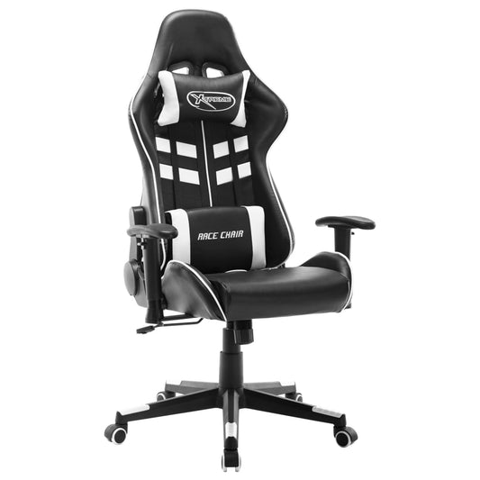 gaming chair, black and white, faux leather