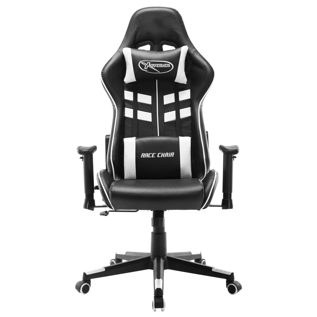 gaming chair, black and white, faux leather