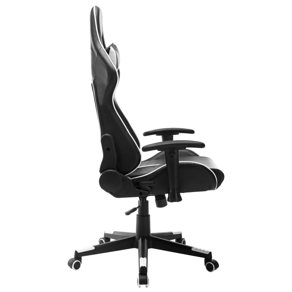 gaming chair, black and white, faux leather