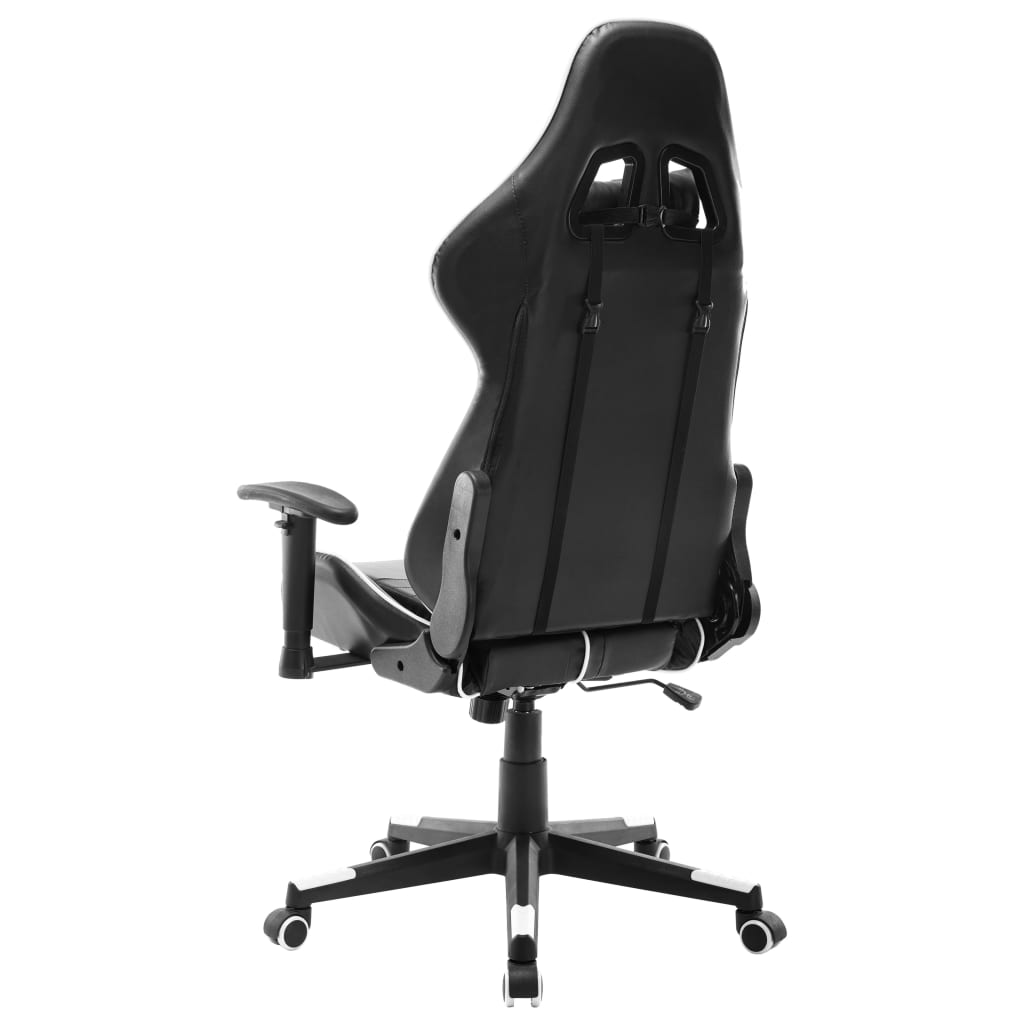 gaming chair, black and white, faux leather