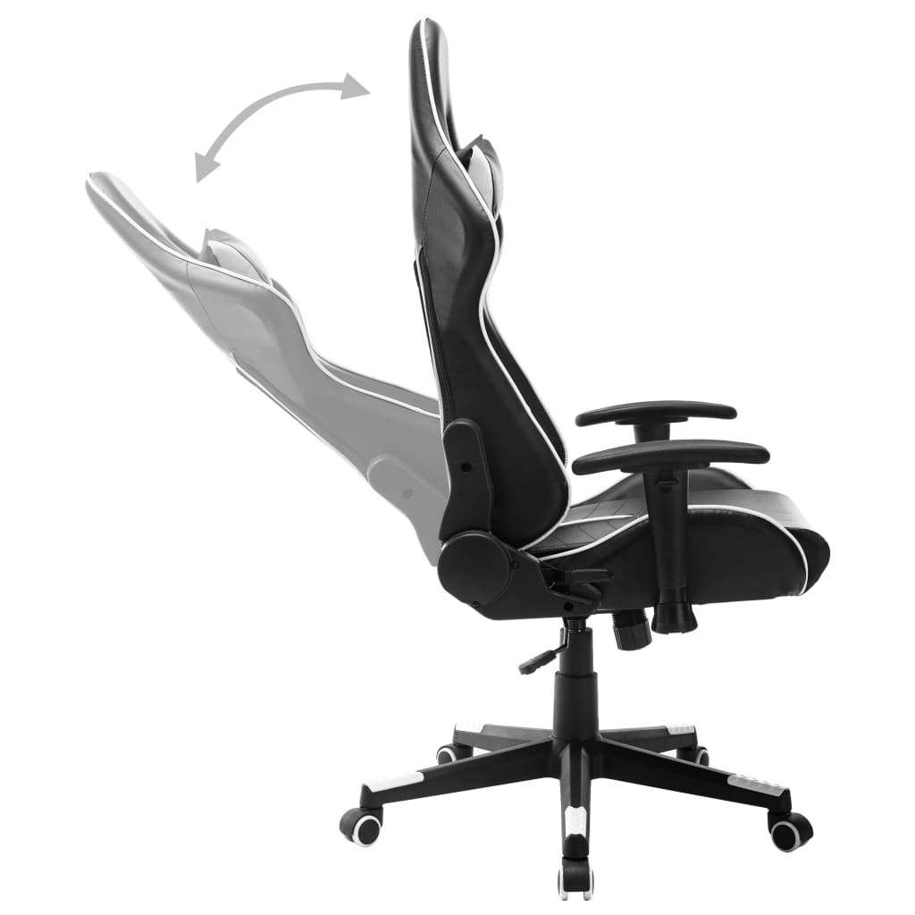 gaming chair, black and white, faux leather