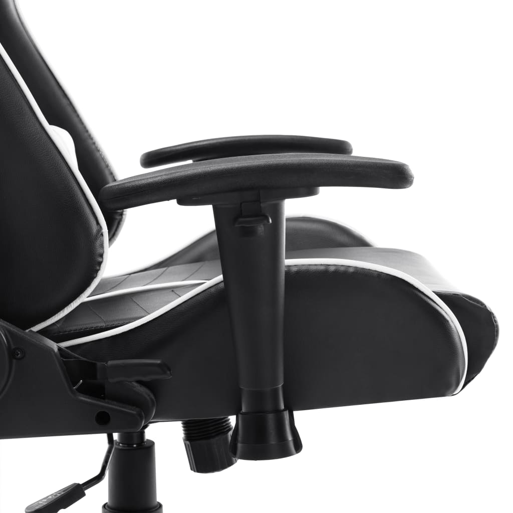 gaming chair, black and white, faux leather