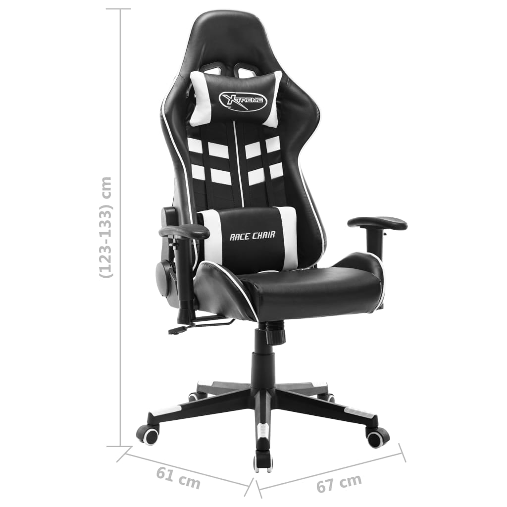 gaming chair, black and white, faux leather