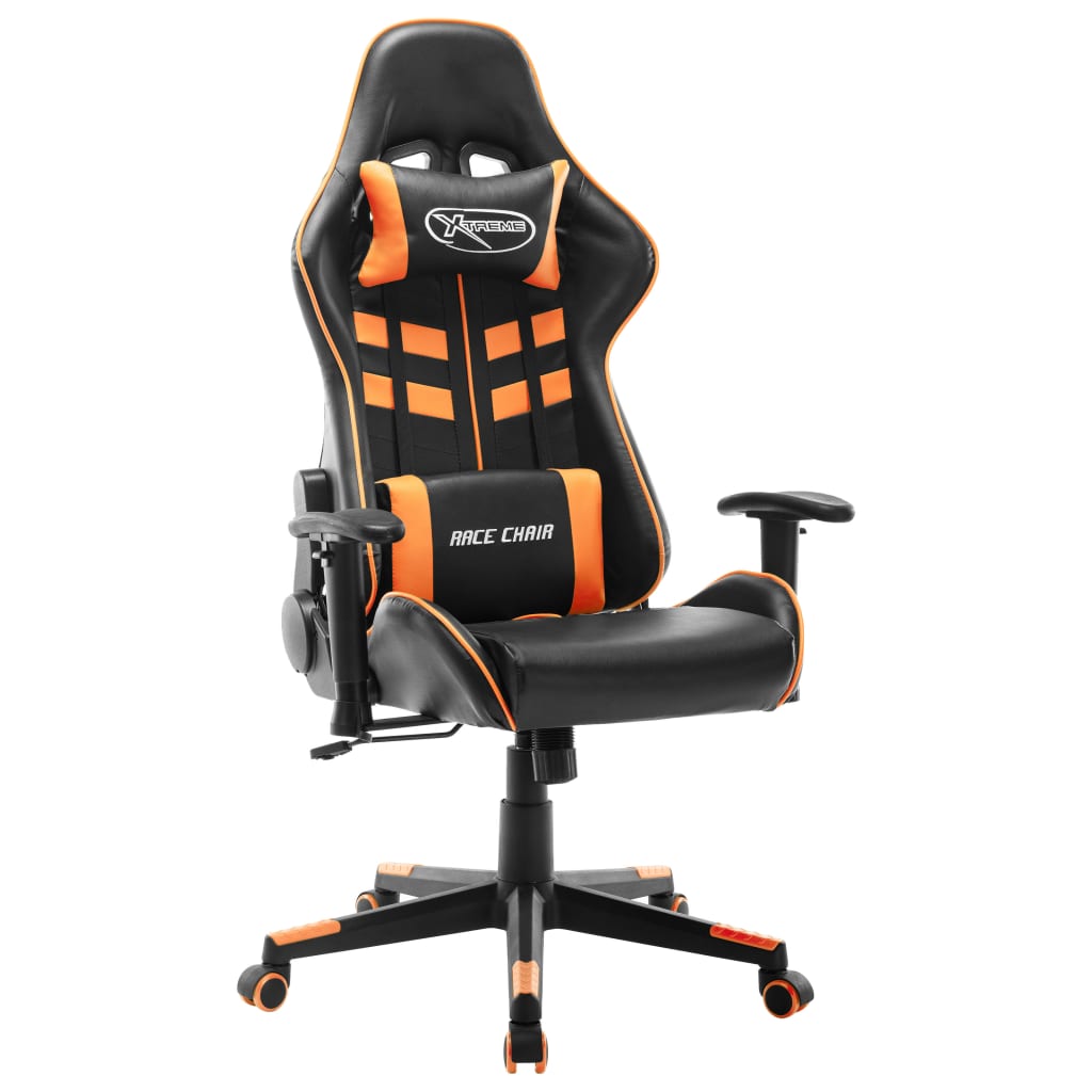 gaming chair, black and orange, faux leather