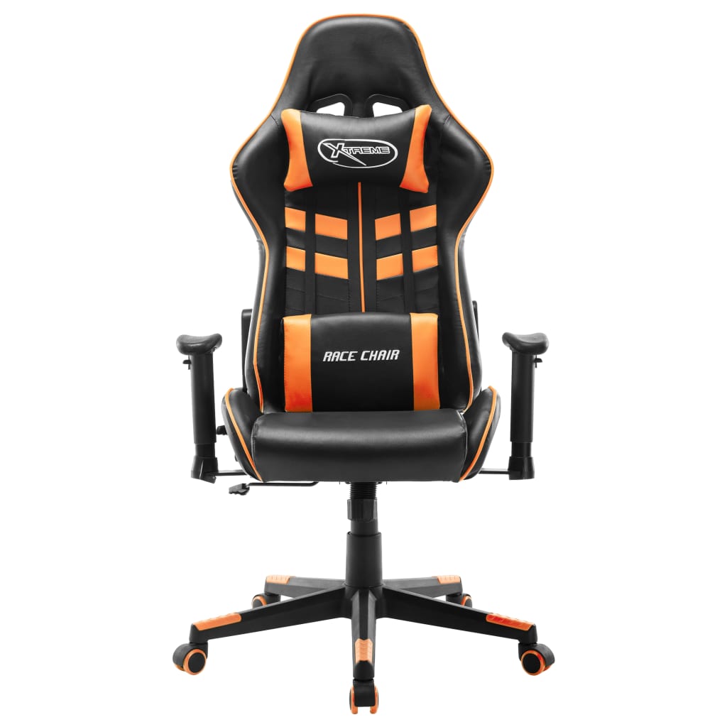 gaming chair, black and orange, faux leather