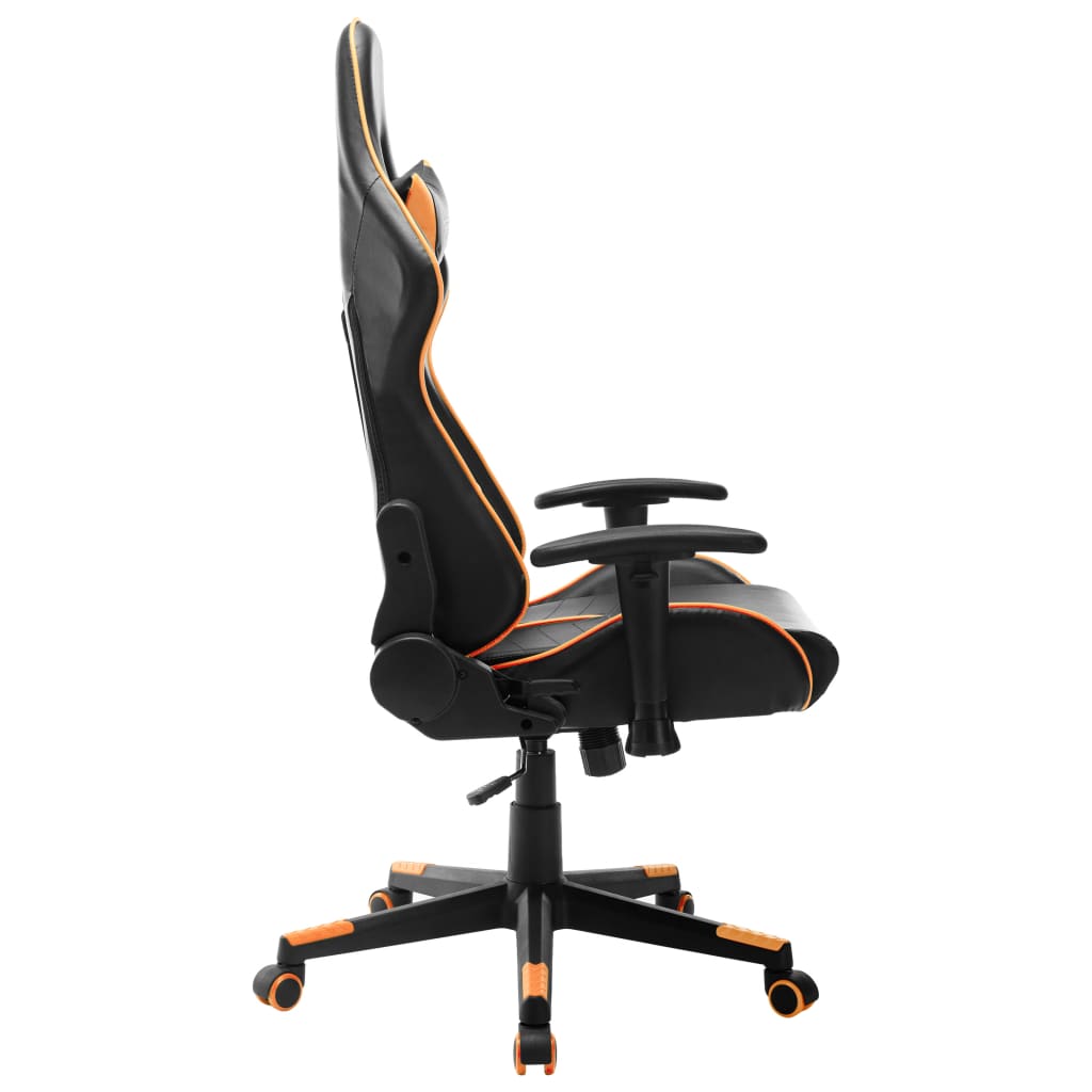 gaming chair, black and orange, faux leather