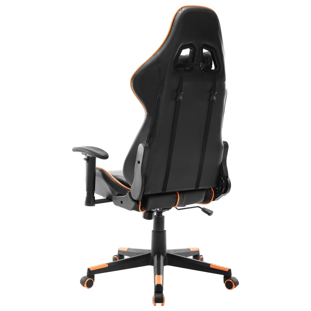 gaming chair, black and orange, faux leather