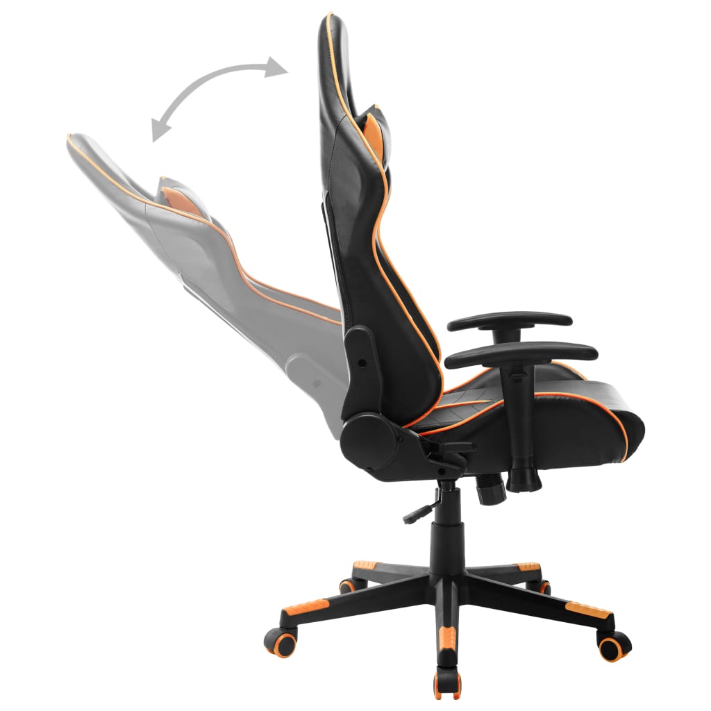 gaming chair, black and orange, faux leather