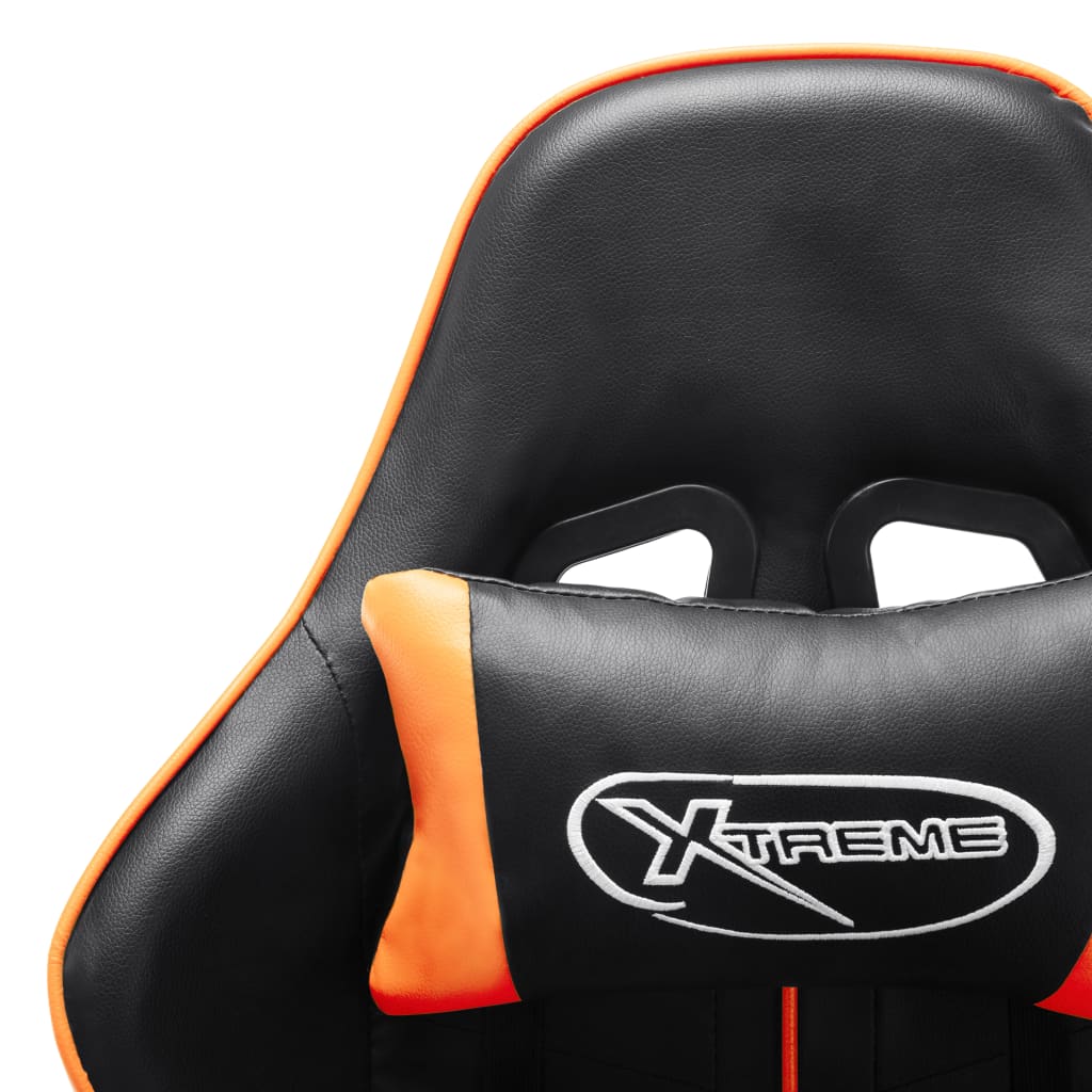 gaming chair, black and orange, faux leather